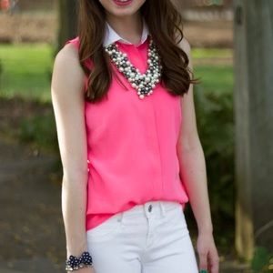 Lilly Pulitzer silk button down sleeveless top